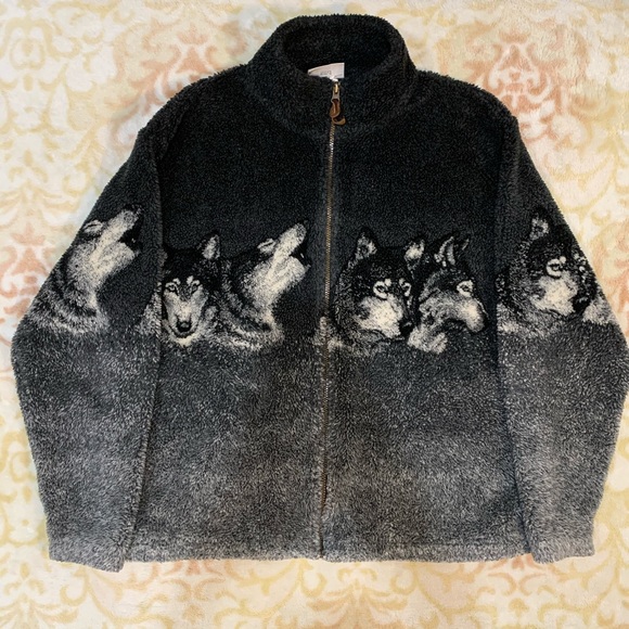 VINTAGE Wolf Sweater - Full-Zip - Picture 1 of 2